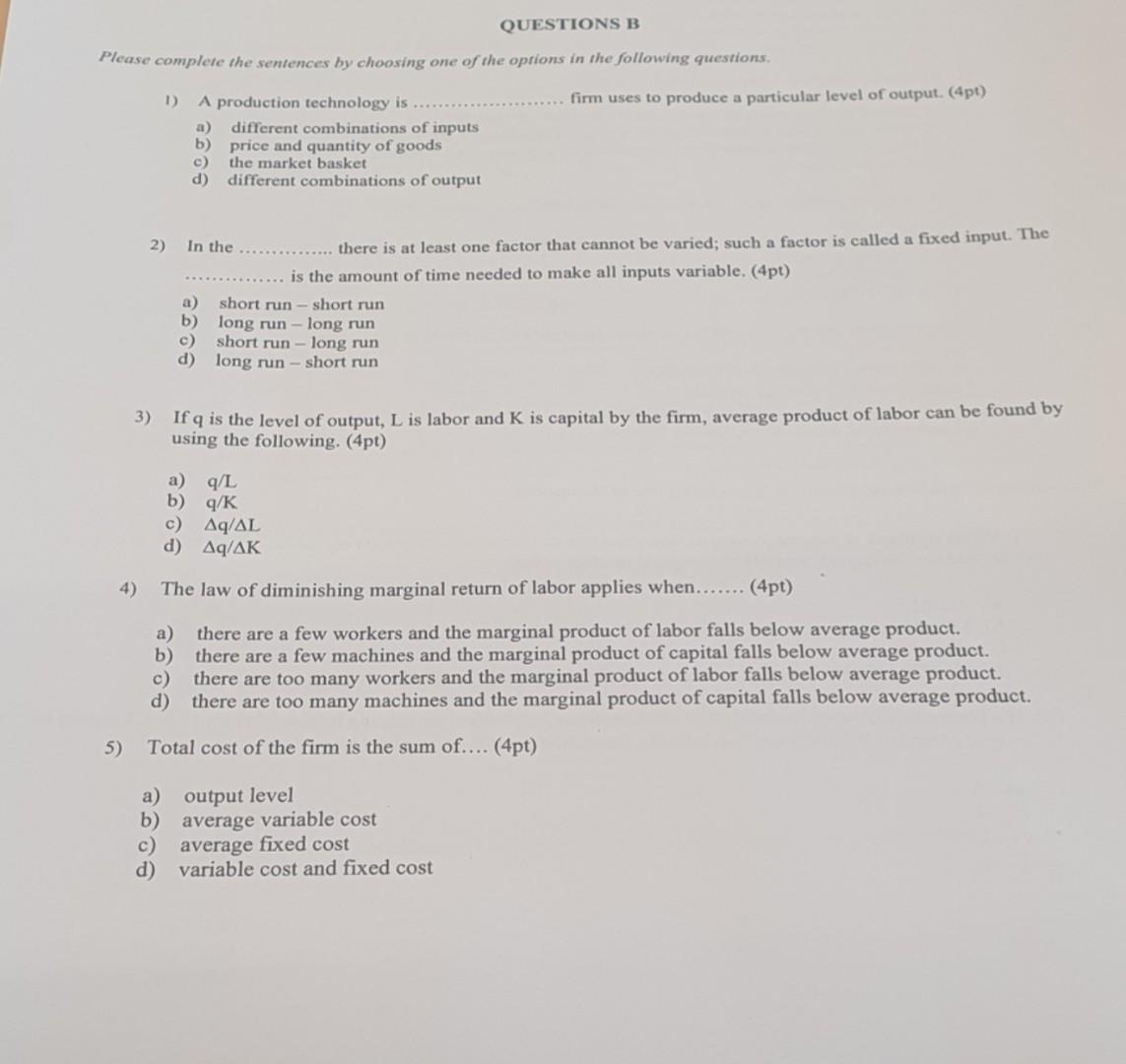 Solved Please complete the sentences by choosing one of the | Chegg.com