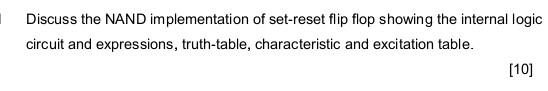 Solved 1 Discuss the NAND implementation of set-reset flip | Chegg.com