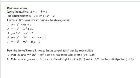 Solved Maxima And Minima Splving The Equations, A, B = 3 The | Chegg.com