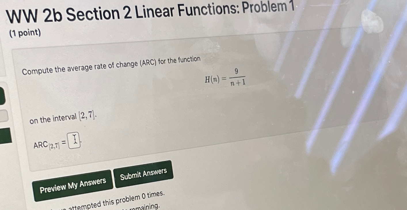 Solved WW 2b Section 2 ﻿Linear Functions: Problem 1 (1 | Chegg.com