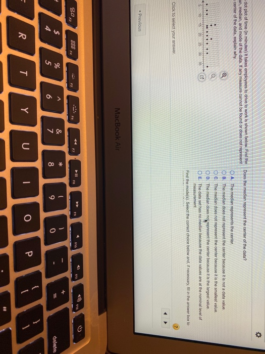 Solved The Dot Plot Of Time in Minutes It Takes Employees Chegg