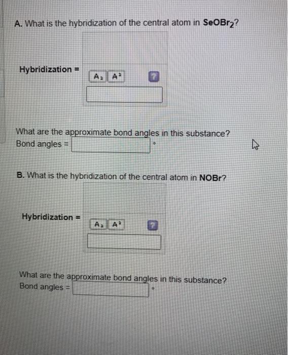 Solved A. What is the hybridization of the central atom in | Chegg.com