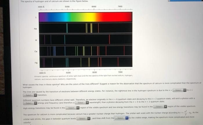 The spectra of hydrogen and of calcium are shown in | Chegg.com