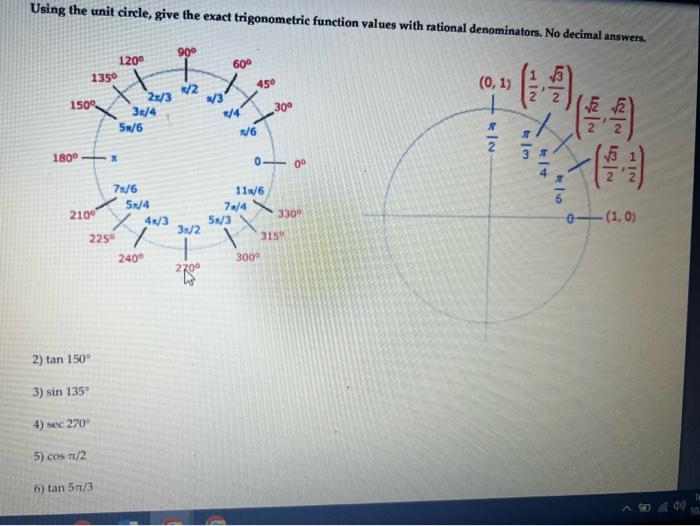 solved-using-the-unit-circle-give-the-exact-trigonometric-chegg