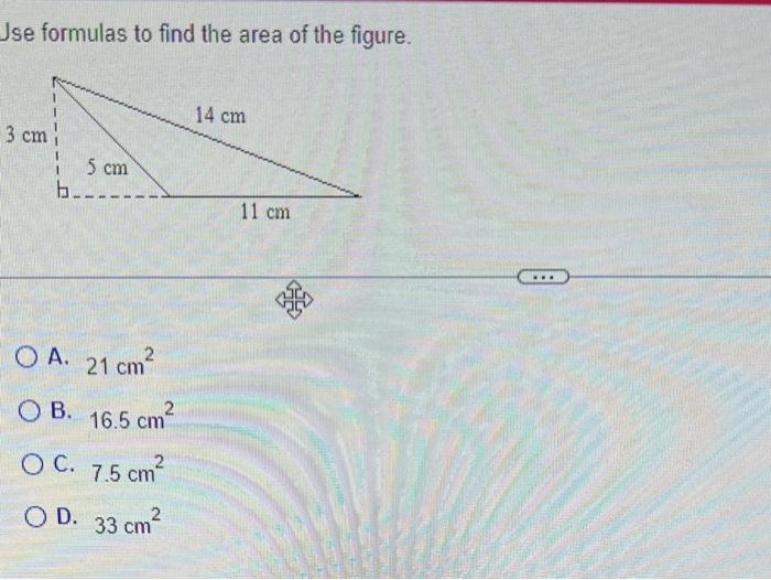 Solved Jse formulas to find the area of the figure. A. 21 | Chegg.com
