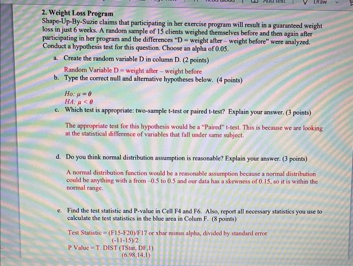 Solved could you look over my answers and spreadsheet to | Chegg.com
