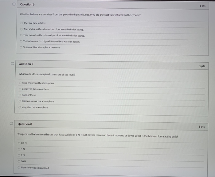 Solved Question 6 1 pts Weather ballons are launched from | Chegg.com