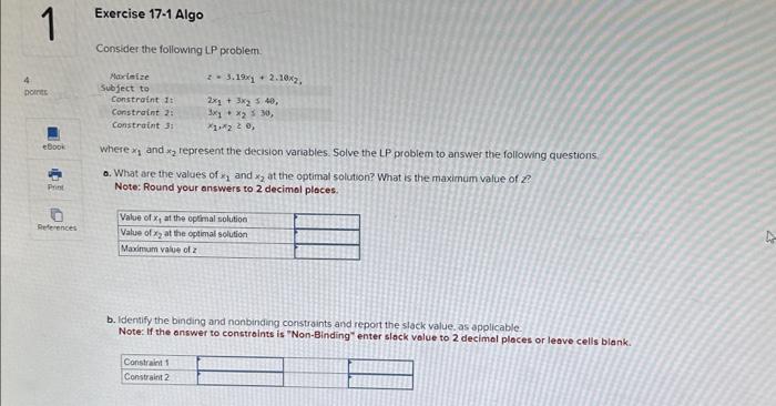 Solved Consider the following LP problem. Where x1 and x2 | Chegg.com