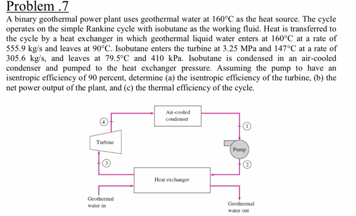 Solved Problem .7. A Binary Geothermal Power Plant Uses | Chegg.com