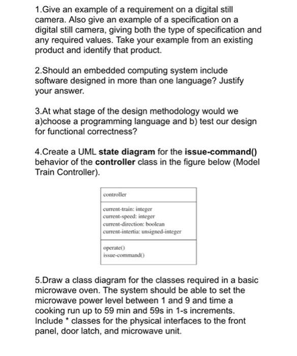 Solved 1.Give an example of a requirement on a digital still
