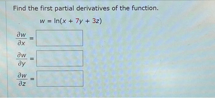 Solved Find The First Partial Derivatives Of The Function 1319