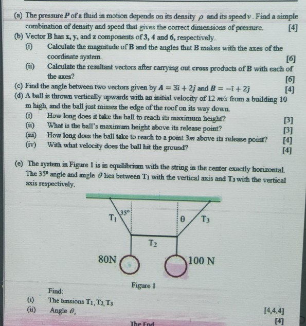 Solved (@) The pressure P of a fluid in motion depends on | Chegg.com