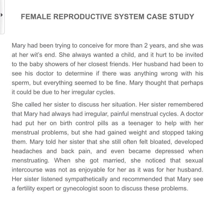 female reproductive system case study and questions answers