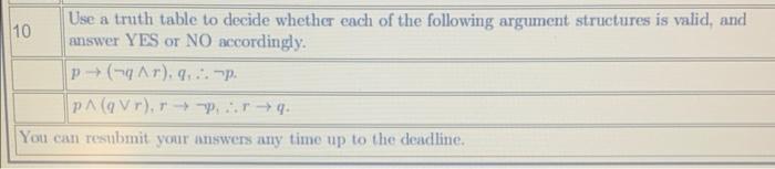 Solved Use a truth table to decide whether each of the | Chegg.com