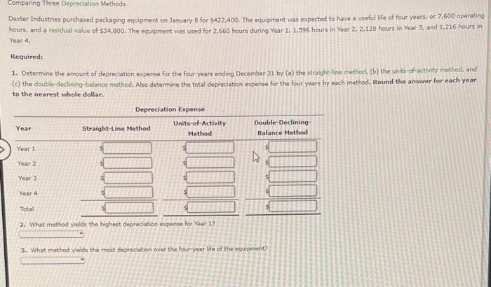 Solved 1. Determine The Amount Of Depreciation Expense For | Chegg.com