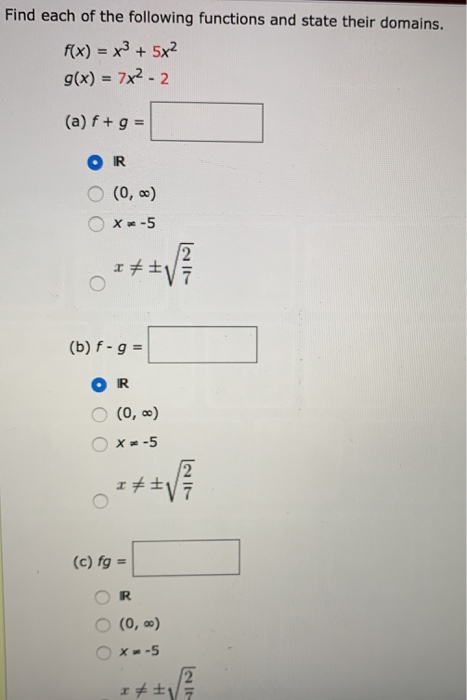 Solved Find Each Of The Following Functions And State The Chegg Com