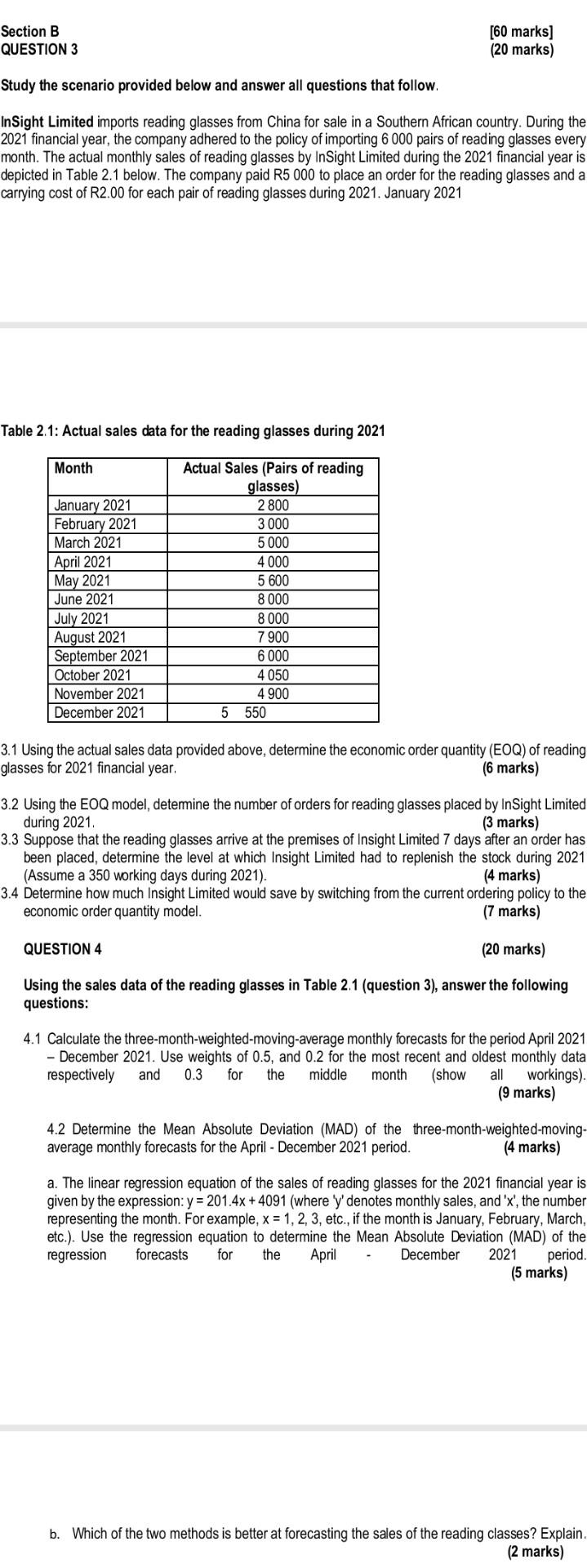 Solved Section B [60 Marks] (20 Marks) Study The Scenario | Chegg.com