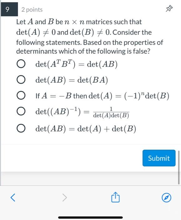 Solved 9 M 2 Points Let A And B Ben X N Matrices Such That | Chegg.com