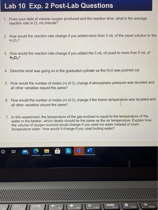 Lab 10 Exp. 2 Post-Lab Questions 1. From your data of | Chegg.com