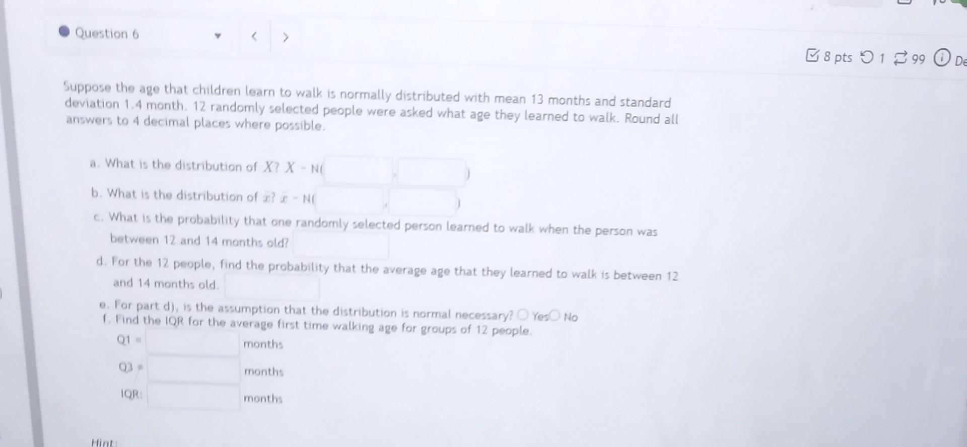 Solved Question 6 Suppose the age that children learn to | Chegg.com
