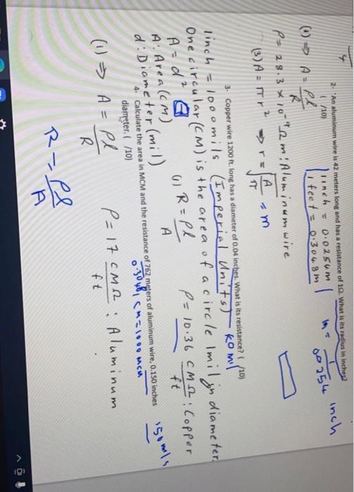 Determine the ohms-per-mil-foot of an aluminum conductor located