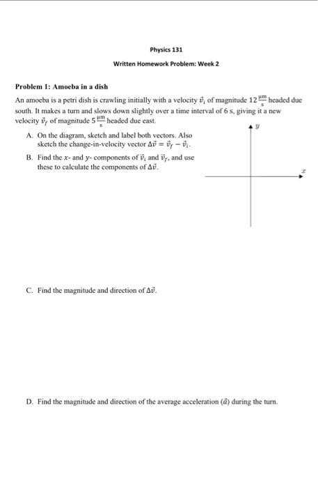 Solved Physics 131 Written Homework Problem: Week 2 Problem | Chegg.com