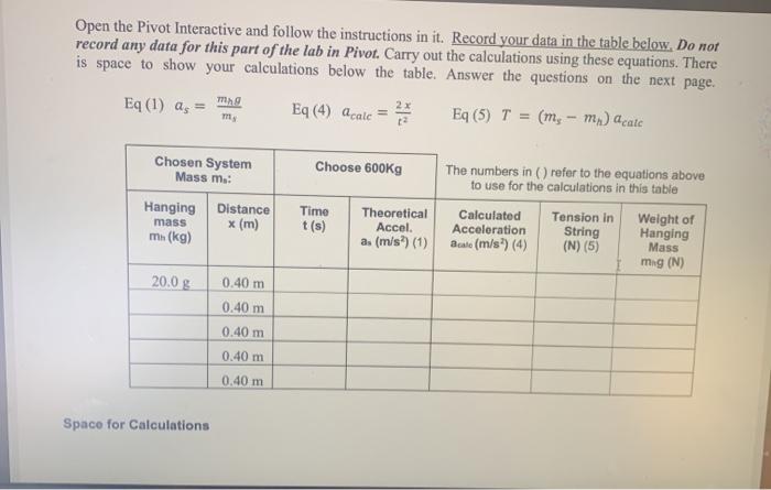 Open The Pivot Interactive And Follow The Instruct Chegg Com