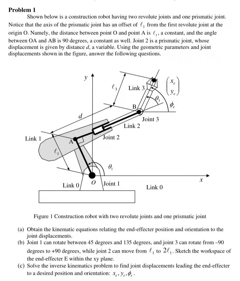 Solved Problem 1 Shown below is a construction robot having | Chegg.com