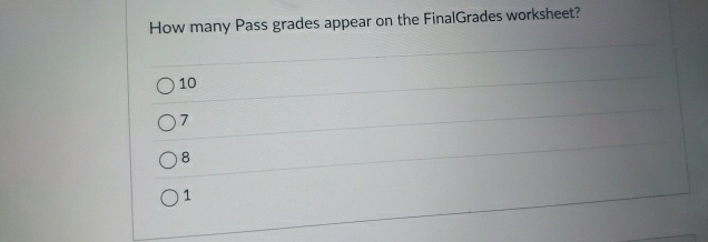 How many Pass grades appear on the FinalGrades | Chegg.com