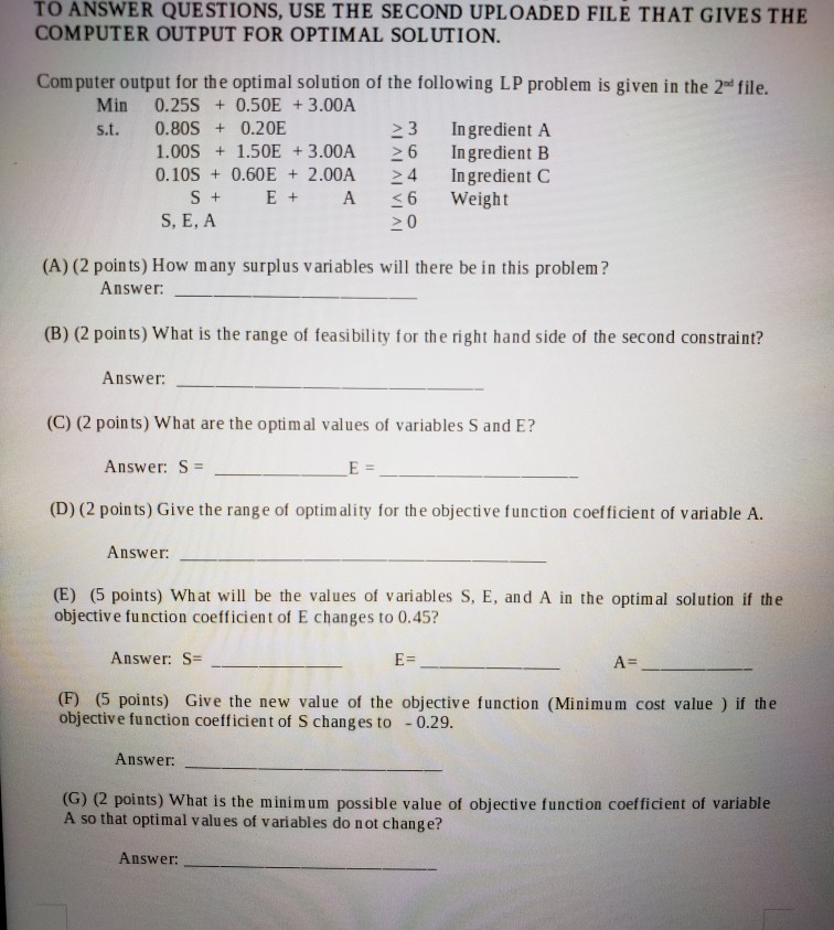 Solved TO ANSWER QUESTIONS, USE THE SECOND UPLOADED FILE | Chegg.com