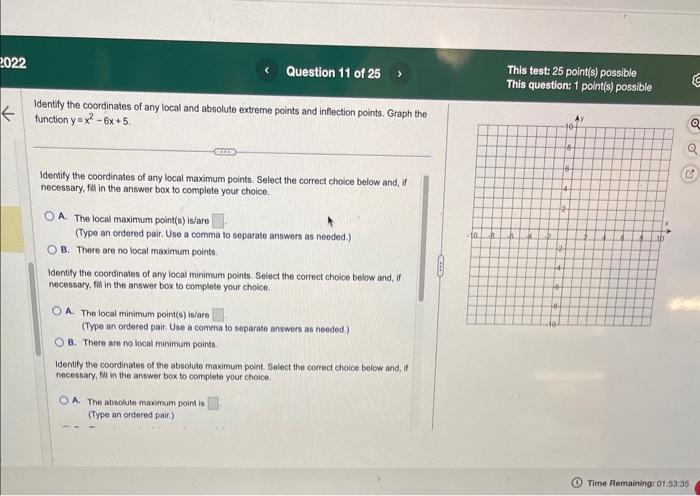 Solved Identify the coordinates of any local and absolute | Chegg.com