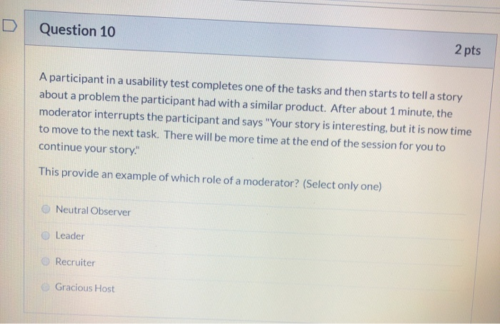 Single Ease Question Example Question 6 2 pts The rating scale called the