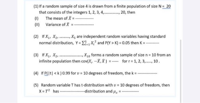 Solved (1) If a random sample of size 4 is drawn from a | Chegg.com