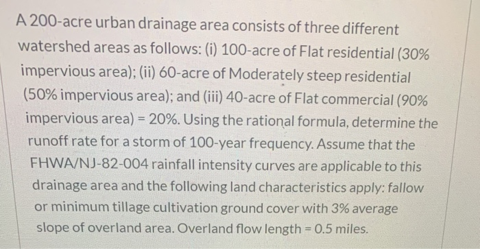 Solved this uses the rational method (Q=CIA). I have | Chegg.com