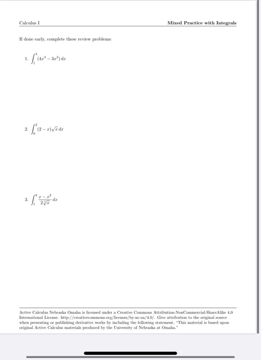 introductory integral calculus practice problems