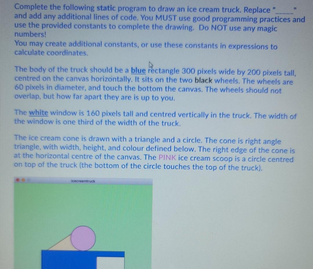 Solved Complete the following static program to draw an ice | Chegg.com