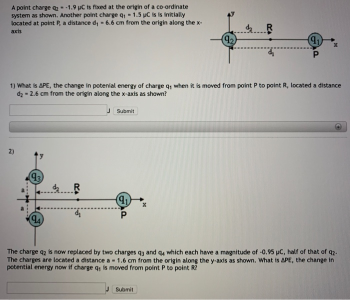 Solved A point charge Q2 -.1.9 PC is fixed at the origin of | Chegg.com