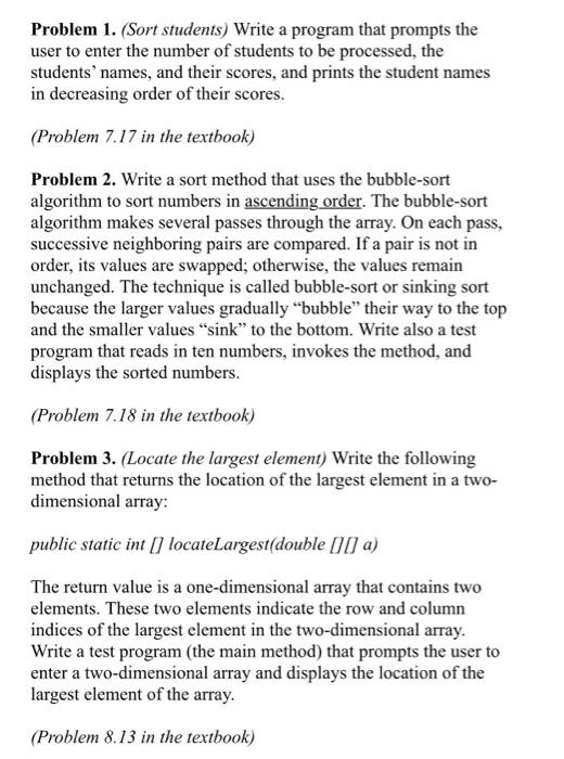 Solved Problem 1. (Sort students) Write a program that | Chegg.com