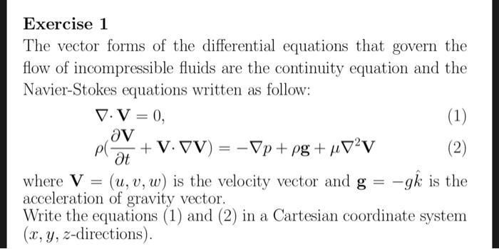 Solved Exercise 1 The vector forms of the differential | Chegg.com