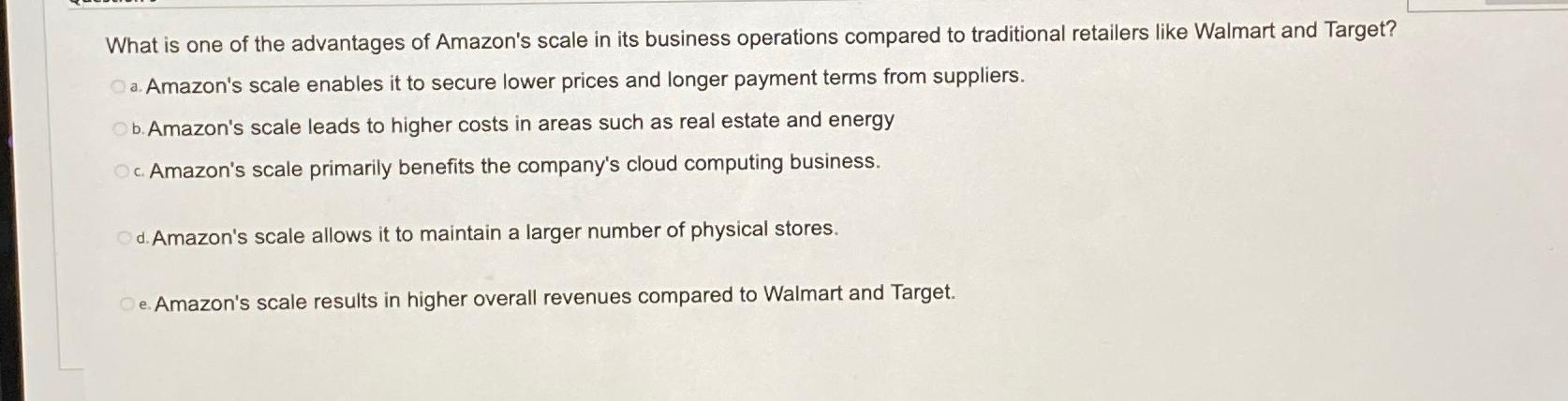Solved What is one of the advantages of Amazon's scale in | Chegg.com