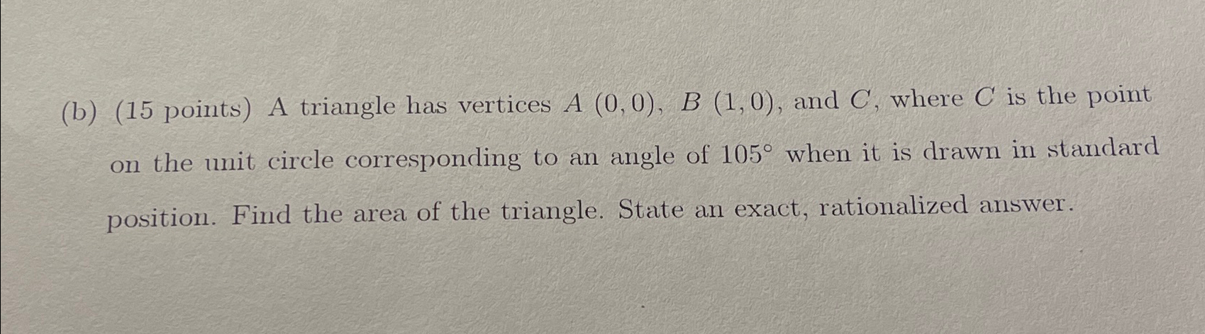 Solved (b) (15 ﻿points) ﻿A Triangle Has Vertices | Chegg.com