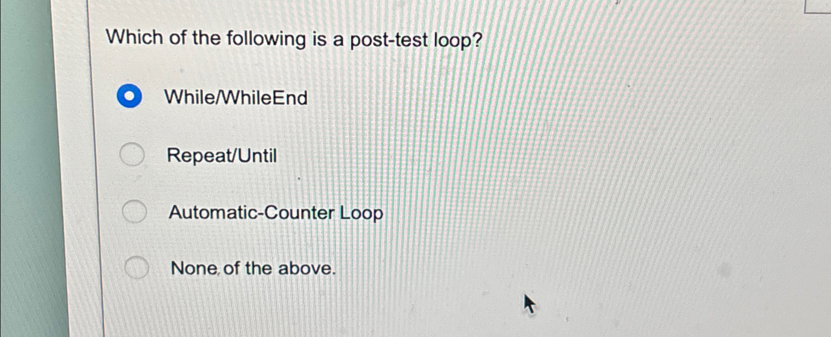 Solved Which of the following is a post-test | Chegg.com image.