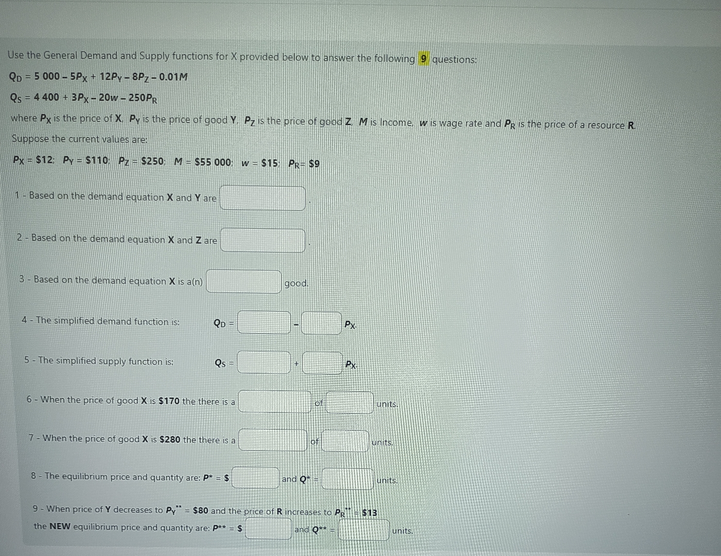 Solved Use the General Demand and Supply functions for x | Chegg.com