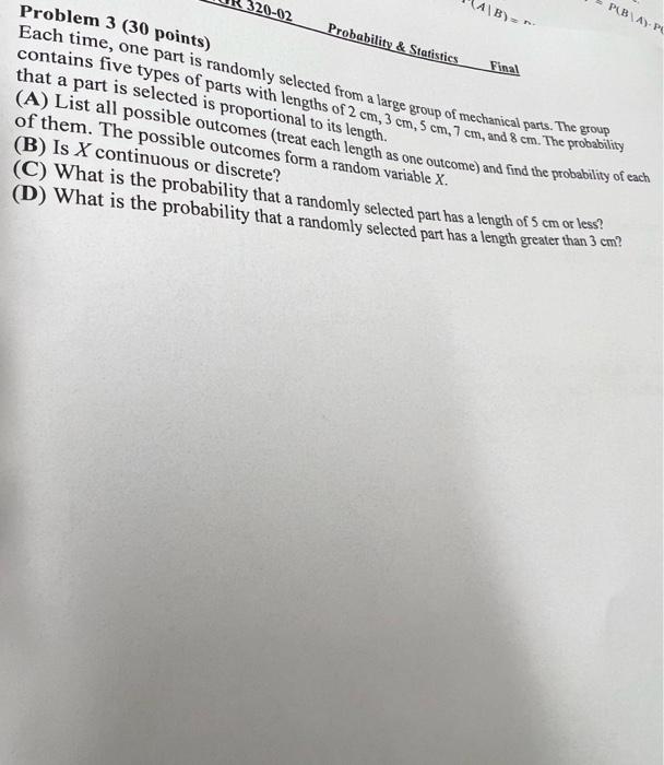 Solved Problem 3 ( 30 points) contains five types of parts | Chegg.com