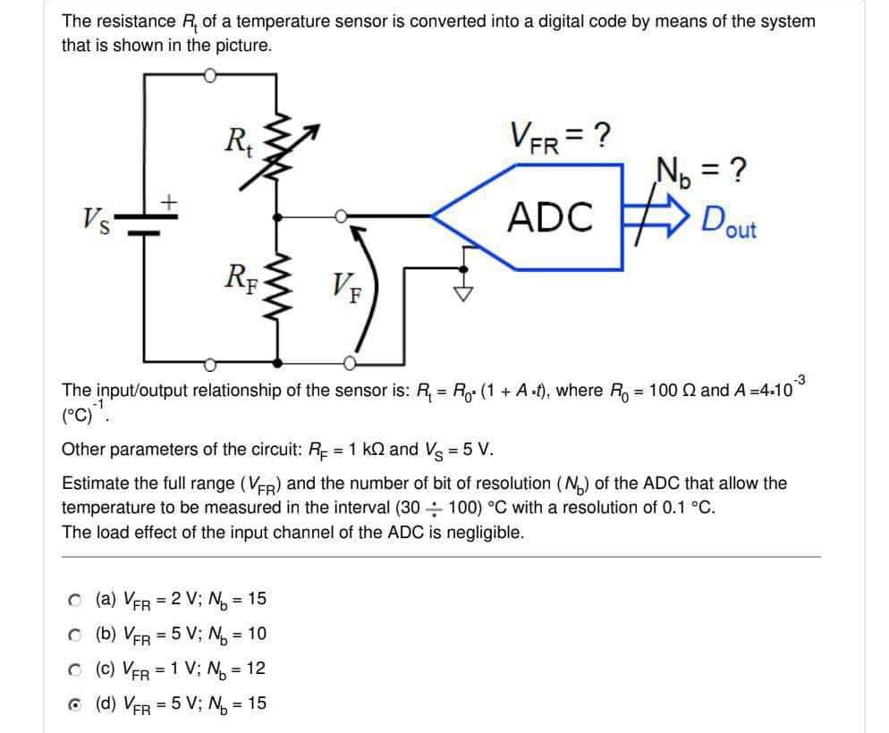 Solved The resistance R of a temperature sensor is converted | Chegg.com