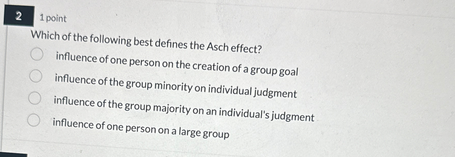 Solved 21 ﻿pointWhich of the following best defines the Asch