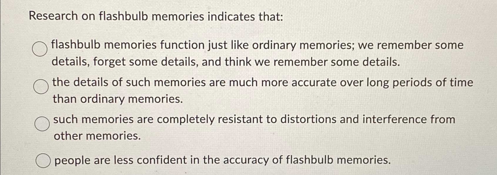 research on flashbulb memories indicates that