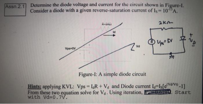 Solved Assn.2.1 Determine the diode voltage and current for | Chegg.com