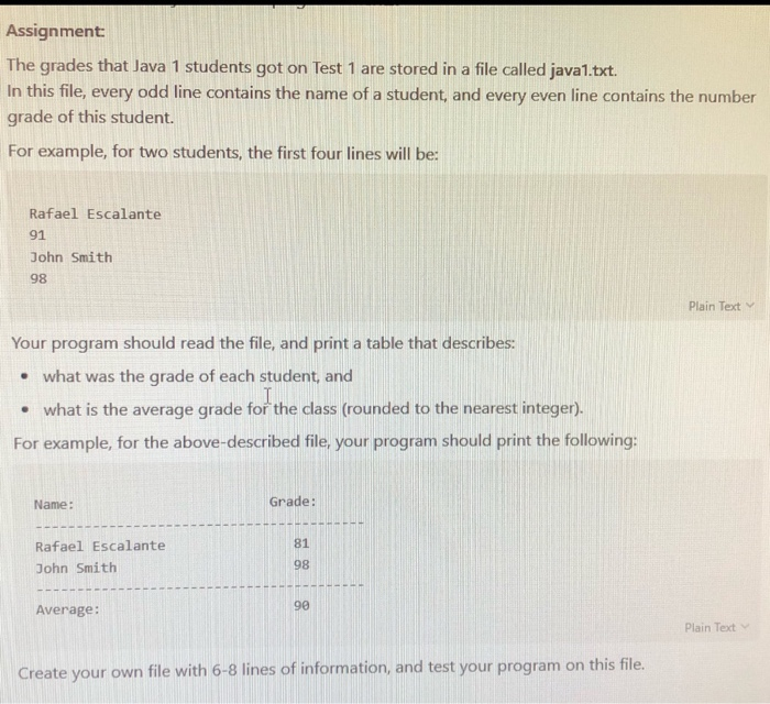 assignment 1 calculating grades java