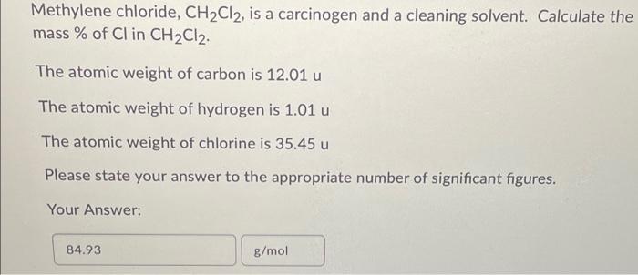 Solved Calculate the formula weight of CHCIF2. The atomic | Chegg.com